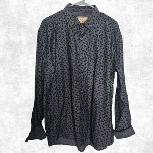 Vintage Italia Unisex Button Down Shirt Black Floral Texture XL Rock Grunge Alt